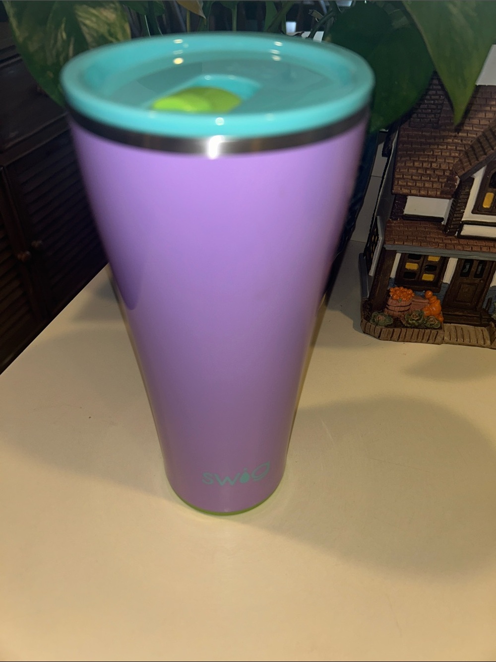 Swig Lavender Travel Tumbler with Aqua Lid